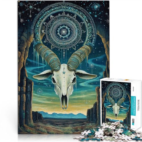 für Erwachsene Puzzles 1000 Teile Puzzles Ziegenschädel Aus Holz，Geeignet für Personen ab 14 Jahren Interessante Stressreduzierung Geschenke zum 。 von LKSDCBOT