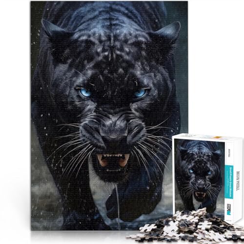 für Erwachsene Puzzles 1000 Teile Puzzles mächtiges Auge des schwarzen Panthers Aus Karton，Geeignet für Personen ab 14 Jahren Familienspaß Lernen pädagogisches Geschenk。Größe：26x38cm/10.2x14.9Zoll von LKSDCBOT