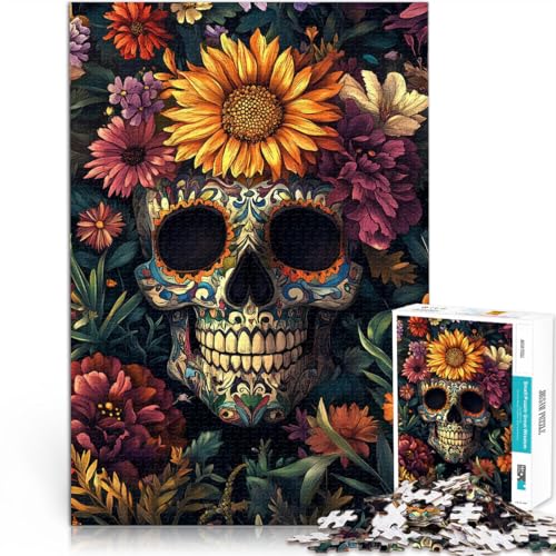 für Erwachsene1000-Teile-Puzzles Blume und Knochen Aus Karton，Geeignet für Personen ab 14 Jahren Wohnkunstdekor Tolles Geschenk zum Spielen。Größe：26x38cm/10.2x14.9Zoll von LKSDCBOT