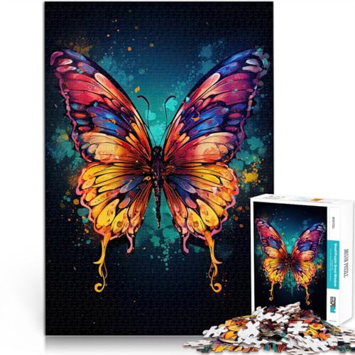 für Erwachsene1000-Teile-Puzzles Bunter Schmetterling Aus Karton，für 14+ Lernspielzeug Spiele Spielzeug Geschenk。Größe：26x38cm/10.2x14.9Zoll von LKSDCBOT