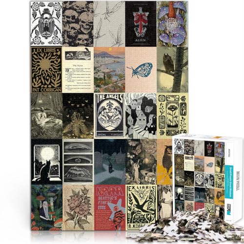 für Erwachsene1000-Teile-Puzzles Retro-Kunst-Mosaik-Poster Aus Karton，für 14+ Lernspiel für Familien Einzigartige Geburtstags Größe：38x52cm/14.9x20.4Zoll von LKSDCBOT