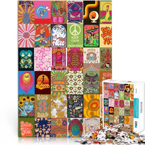 für Erwachsene2000-Teile-Puzzles Hippie-Patchwork-Kunst Aus Karton，für 14+ Wanddekoration Tolle Geschenke und Spielzeuge。Größe：70x100cm/27.5x39.3Zoll von LKSDCBOT