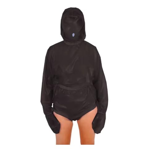 LKUITEGOGFB Langer PVC-Jumpsuit mit Kapuze und Reißverschluss hinten, Kunststoff, elastisch, für Halloween, Cosplay, Kostüm, Schwarz, Größe M LKUITEGOGFB Langer PVC-Jumpsuit mit Kapuze und Reißverschluss hinten, Kunststoff, elastisch, für Halloween, Cosplay, Kostüm, Schwarz, Größe M von LKUITEGOGFB