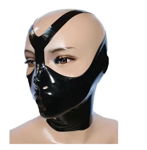 LKUITEGOGFB Latexmaske, Gummi, Halbgesichtshaube, maßgeschneidert, Cosplay-Kopfbedeckung, Kopfbedeckung, Schwarz, L von LKUITEGOGFB