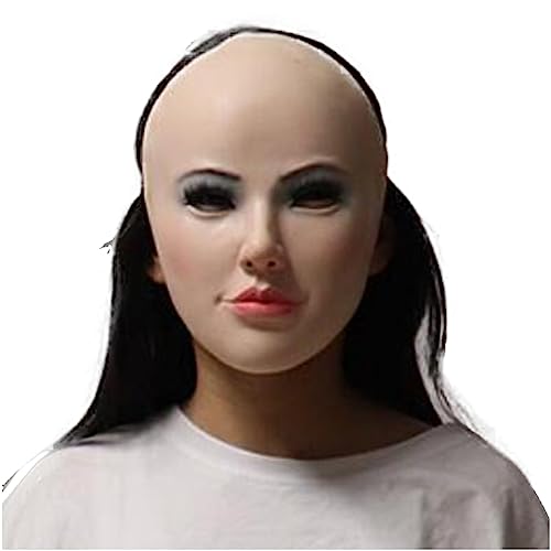 LKYLVEE Realistische weibliche Kopfmaske aus weichem Latex, Crossdresser, handgefertigt, Gesichts-Kopfbedeckung für Erwachsene, Maskerade, Transgender, Halloween-Kostüme (ohne Perücke) (D) von LKYLVEE