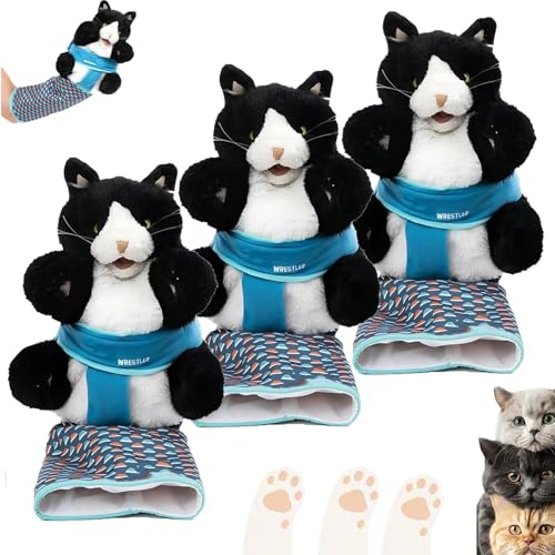 Cat Wrestling Toy Puppet, Cats Puppet Wrestler, 2025 New Cats Hand Puppets Plush Animal Toys, Cat Interactive Hand Puppet Wrestling, Safe Interactive for Boredom-Busting Training and Exercise (3Pcs) von LLELEMAMO
