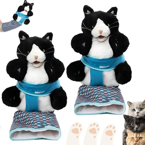 Cats Puppet Wrestler, Cat Wrestling Toy Puppet, Safe Interactive Cat Wrestling Hand Puppet with Tough Padding, Cat Sumo Wrestling Toy Puppet for Boredom-Busting Training and Exercise (2Pcs) von LLELEMAMO