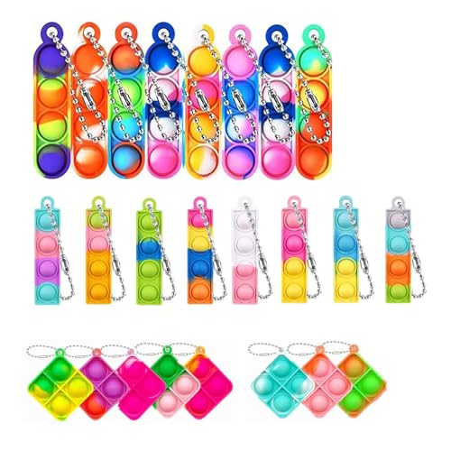 24 StüCk Multicolor Stress Relief Hand Finger Dekompression Spielzeug, Pop Push It Fidget Toy，Mini Squeeze Pop Push It Fidget Toys，Silicone Rainbow Stress Relief Hand Toy von LLGSDLL