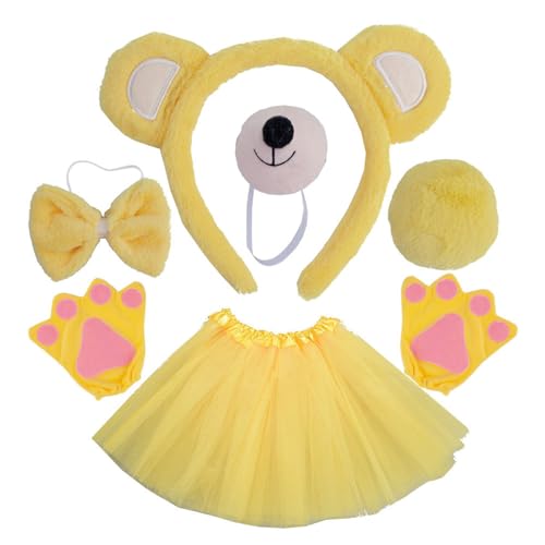 LLHCF Bärenkostüm-Set, Bärenohren, Stirnbänder, Schwanz, Fliege, Nase, Handschuh, Tutu, Tier-Cosplay-Kostüme, Halloween, Weihnachten, Party, Kind LLHCF Bärenkostüm-Set, Bärenohren, Stirnbänder, Schwanz, Fliege, Nase, Handschuh, Tutu, Tier-Cosplay-Kostüme, Halloween, Weihnachten, Party, Kind von LLHCF
