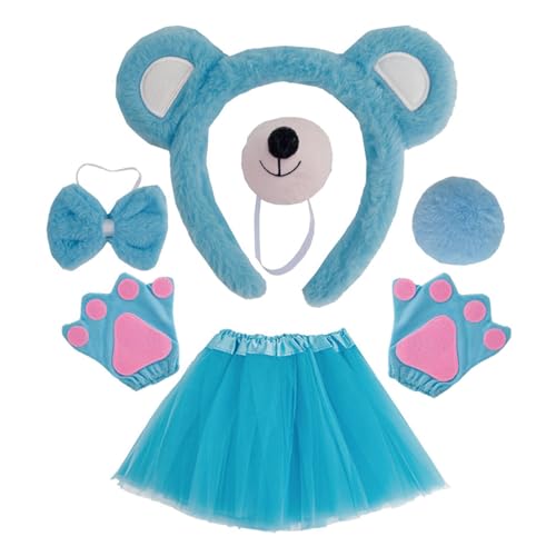 LLHCF Bärenkostüm-Set, Bärenohren, Stirnbänder, Schwanz, Fliege, Nase, Handschuh, Tutu, Tier-Cosplay-Kostüme, Halloween, Weihnachten, Party, Kind LLHCF Bärenkostüm-Set, Bärenohren, Stirnbänder, Schwanz, Fliege, Nase, Handschuh, Tutu, Tier-Cosplay-Kostüme, Halloween, Weihnachten, Party, Kind von LLHCF