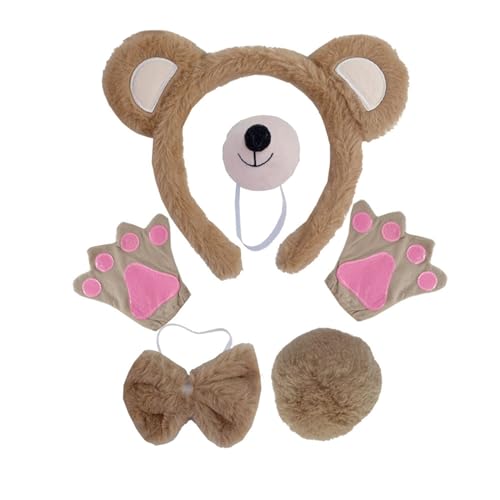 LLHCF Bärenkostüm-Set, Bärenohren, Stirnbänder, Schwanz, Fliege, Nase, Handschuh, Tutu, Tier-Cosplay-Kostüme, Halloween, Weihnachten, Party, Kind LLHCF Bärenkostüm-Set, Bärenohren, Stirnbänder, Schwanz, Fliege, Nase, Handschuh, Tutu, Tier-Cosplay-Kostüme, Halloween, Weihnachten, Party, Kind von LLHCF