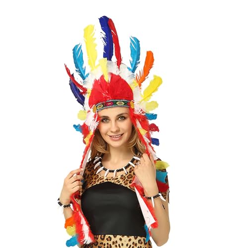 LLHCF Buntes gefiedertes Haarband, Halloween-Kostüm, Zubehör, indisches Haarband, Festival, Feier, Bühnenauftritte, Kopfbedeckung von LLHCF