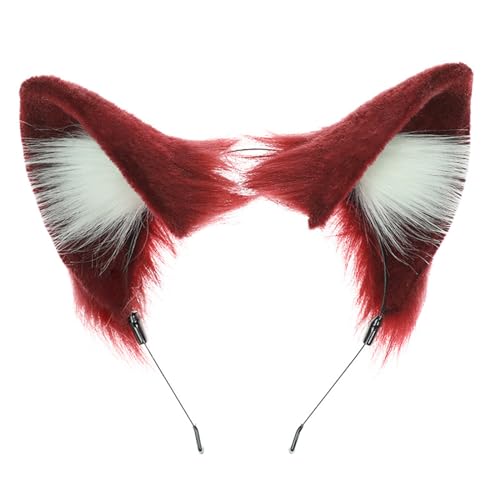 LLHCF Cosplay Kätzchenohren-Haarreif, Tierohren, pelziges Kätzchen, Karneval, Party, handgefertigt, pelzig, Party, Kostüm, Teufel von LLHCF