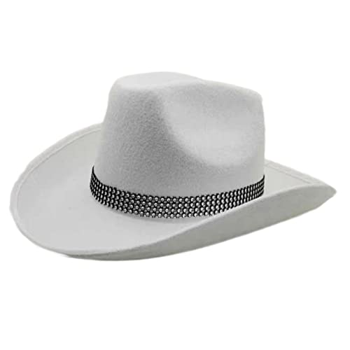 LLHCF Cowgirl-Hut, glitzernder Kuhhut mit schillernden Strass-Streifen, Dekorationen, Erwachsenengröße, Cowboyhut für Party von LLHCF
