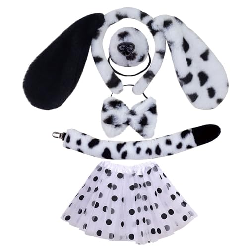 LLHCF Dalmatiner-Cosplay-Kostüm für Kinder, Cartoon-Tier-Stirnband/Schwanz/Fliege, Halloween-Party, Bühne, Rollenspiel-Outfit LLHCF Dalmatiner-Cosplay-Kostüm für Kinder, Cartoon-Tier-Stirnband/Schwanz/Fliege, Halloween-Party, Bühne, Rollenspiel-Outfit von LLHCF