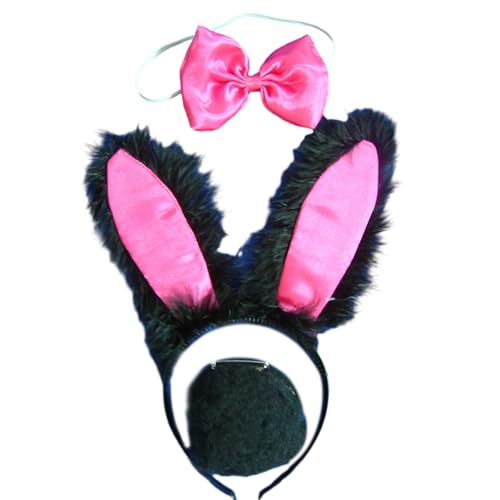 LLHCF Damen-Haarreif mit Hasenohren, Fliege, Schwanz, Lolita-Stil, Karneval, Party, Kostüm, Halloween, Party, Cosplay, Zubehör LLHCF Damen-Haarreif mit Hasenohren, Fliege, Schwanz, Lolita-Stil, Karneval, Party, Kostüm, Halloween, Party, Cosplay, Zubehör von LLHCF