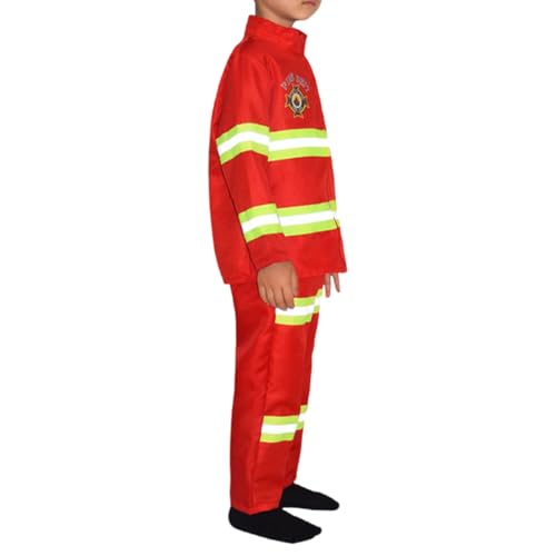 LLHCF Feuerwehrmann-Kostüm für Kinder, inklusive Mantel und Hose, Halloween-Feuerwehrmann-Kostüm, für Jungen und Mädchen im Alter von 6–10 Jahren, Cosplay-Party LLHCF Feuerwehrmann-Kostüm für Kinder, inklusive Mantel und Hose, Halloween-Feuerwehrmann-Kostüm, für Jungen und Mädchen im Alter von 6–10 Jahren, Cosplay-Party von LLHCF