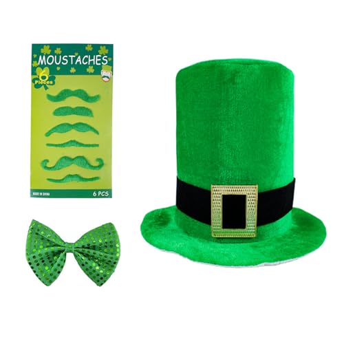 LLHCF Grünes Kostümzubehör für StPatrick Day, flache Hut-Halskette, Fliege, irischer Nationalfeiertag, Festival, Requisiten LLHCF Grünes Kostümzubehör für StPatrick Day, flache Hut-Halskette, Fliege, irischer Nationalfeiertag, Festival, Requisiten von LLHCF