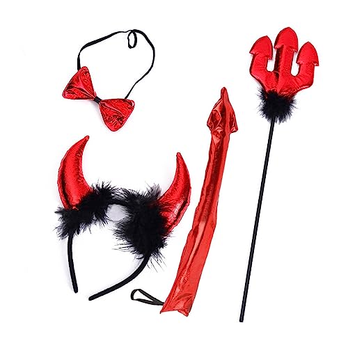 LLHCF Haarreif in Cartoon-Teufelshornform, mit Schwanz und Fliege, für Cosplay-Partys, für Jugendliche und Frauen von LLHCF