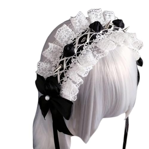 LLHCF Hamdmade Niet-Haarband, Spitze, Schleife, Kopfbedeckung für Party, Cosplay, Zubehör, für Musikfestivals, Nachtclubs, Wohnhaus LLHCF Hamdmade Niet-Haarband, Spitze, Schleife, Kopfbedeckung für Party, Cosplay, Zubehör, für Musikfestivals, Nachtclubs, Wohnhaus von LLHCF