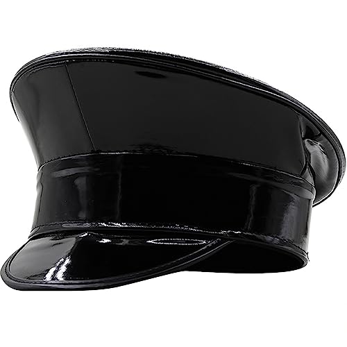 LLHCF Patentlederhut für Damen, Partyhut, Sergeant-Kapitän, für Bühnenclub, Junggesellinnenabschied LLHCF Patentlederhut für Damen, Partyhut, Sergeant-Kapitän, für Bühnenclub, Junggesellinnenabschied von LLHCF