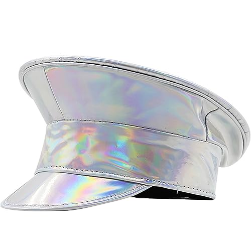 LLHCF Patentlederhut für Damen, Partyhut, Sergeant-Kapitän, für Bühnenclub, Junggesellinnenabschied LLHCF Patentlederhut für Damen, Partyhut, Sergeant-Kapitän, für Bühnenclub, Junggesellinnenabschied von LLHCF