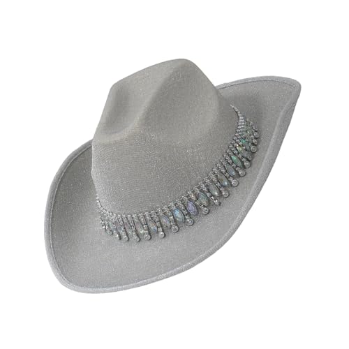 LLHCF Stilvoller Westernhut Bühnenauftritte Kostüm mit Strass Polyester für Hochzeiten und Festivals Party LLHCF Stilvoller Westernhut Bühnenauftritte Kostüm mit Strass Polyester für Hochzeiten und Festivals Party von LLHCF