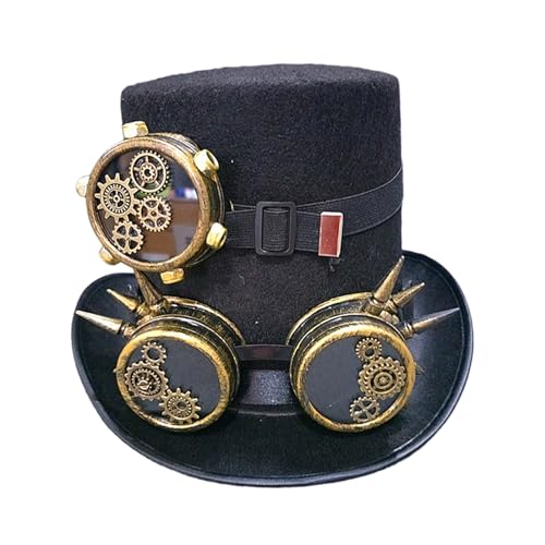 LLHCF Viktorianischer Steampunk-Hut mit Brille, Vintage-Zubehör-Set für Erwachsene, Halloween, Zaubererhut LLHCF Viktorianischer Steampunk-Hut mit Brille, Vintage-Zubehör-Set für Erwachsene, Halloween, Zaubererhut von LLHCF