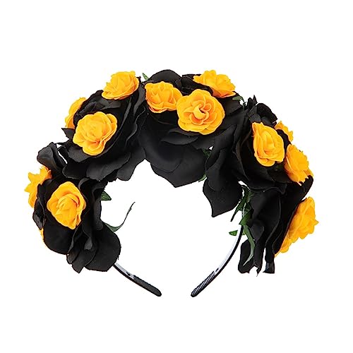 Modischer Haarreif in Blumen- und Totenkopf-Form, mehrfarbig, für Halloween, Bühne, Hochzeit, Party, Styling-Stirnband für Damen von LLHCF