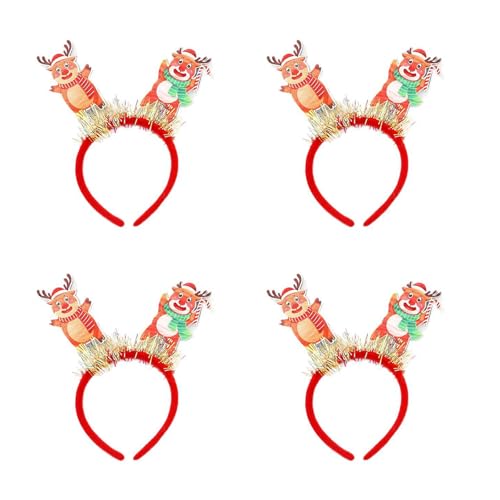 Elastischer Plastik Santa/Snowman/Hirschstirnband Set Für Weihnachtsbaum Dekorieren Familienpatchierende Party Haarzubehör Weihnachtsstirnband von LLINthy