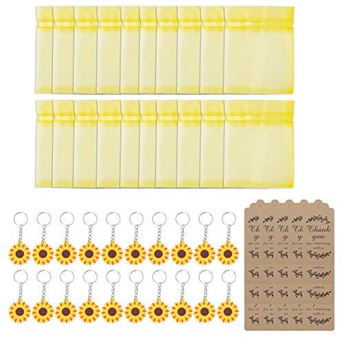 LLINthy 20 Sets Schlüsselanhänger Organza-Beutel Dankeschön, Kraftanhänger für Kindergeburtstag, Partyzubehör, Schulbelohnung von LLINthy