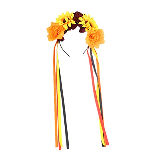 LLINthy 3D Rosenblumen Bänder Haarband Cosplay Party Kostüm Der Todesgirlande Urlaubsbeziehung Haarzubehör von LLINthy