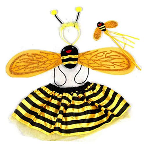 LLINthy 4-teiliges Feenkostüm-Set für Kinder, Marienkäfer-Flügel, gestreift, mehrlagig LLINthy 4-teiliges Feenkostüm-Set für Kinder, Marienkäfer-Flügel, gestreift, mehrlagig von LLINthy