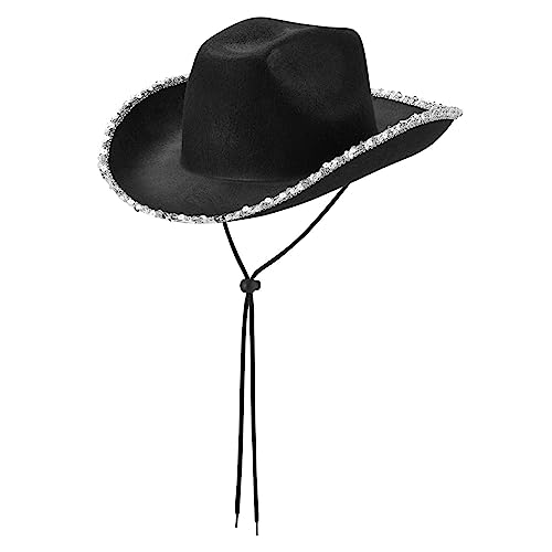 LLINthy Cowgirl-Hut für Mädchen, Braut, Brautjungfer, eleganter Cowboyhut, Cosplay, Party, Kostüm, JazzHut, Junggesellinnenabschied, Zubehör LLINthy Cowgirl-Hut für Mädchen, Braut, Brautjungfer, eleganter Cowboyhut, Cosplay, Party, Kostüm, JazzHut, Junggesellinnenabschied, Zubehör von LLINthy