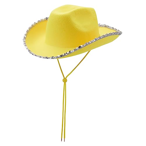 LLINthy Cowgirl-Hut für Mädchen, Braut, Brautjungfer, eleganter Cowboyhut, Cosplay, Party, Kostüm, JazzHut, Junggesellinnenabschied, Zubehör LLINthy Cowgirl-Hut für Mädchen, Braut, Brautjungfer, eleganter Cowboyhut, Cosplay, Party, Kostüm, JazzHut, Junggesellinnenabschied, Zubehör von LLINthy