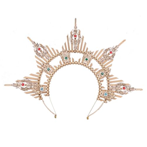 LLINthy Einzigartige Stirnband Vintage Hairband Wunderschöne Barockstachel Tiaras Kopfstückprinzessin Kopfbedeckungen Kronen Halloween Cosplay LLINthy Einzigartige Stirnband Vintage Hairband Wunderschöne Barockstachel Tiaras Kopfstückprinzessin Kopfbedeckungen Kronen Halloween Cosplay von LLINthy