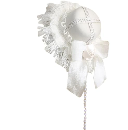 LLINthy Elegante Spitzenhut Haare Clip Cosplay Ribbon Handgefertigtes Haarzubehör Für Frauen Perlen Faszinator Cocktail von LLINthy