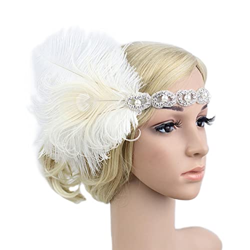 LLINthy Feder Kopfstück Frau Carnivals Gatsbys Kopfstück Maskerade Kopfstück Mardi Gras Kopfstückfedern Flapper Stirnband von LLINthy