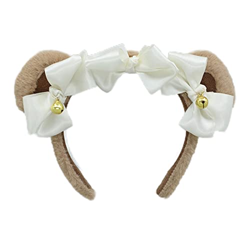 LLINthy Frauen Mädchen Süßes Cartoon Bären Ohrform Stirnband Mit Glocken Make Up Waschgesicht Haare Hoop Kinder Weihnachtsfeier Kopfstückhaarer Für Frauen Cartoontiere Ohrform Dekorativ Glocke von LLINthy