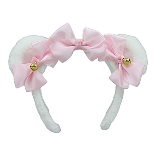 LLINthy Frauen Mädchen Süßes Cartoon Bären Ohrform Stirnband Mit Glocken Make Up Waschgesicht Haare Hoop Kinder Weihnachtsfeier Kopfstückhaarer Für Frauen Cartoontiere Ohrform Dekorativ Glocke von LLINthy