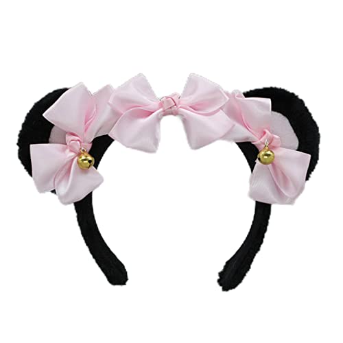 LLINthy Frauen Mädchen Süßes Cartoon Bären Ohrform Stirnband Mit Glocken Make Up Waschgesicht Haare Hoop Kinder Weihnachtsfeier Kopfstückhaarer Für Frauen Cartoontiere Ohrform Dekorativ Glocke von LLINthy