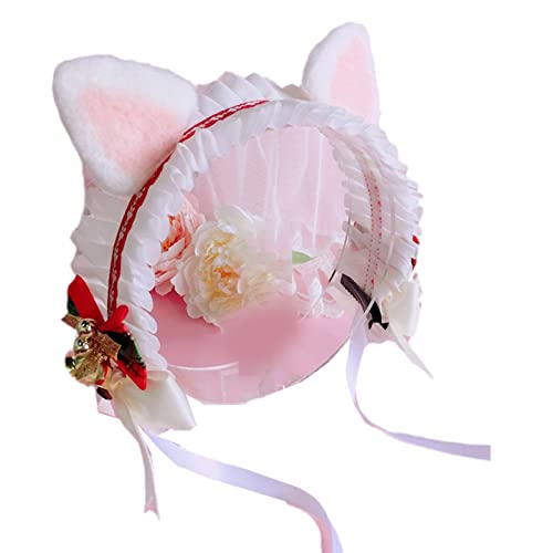 LLINthy Für Katzenohren Kopfschreibe Rüschen Spitze Stirnbänder Band Bögen Kopfschmuck Glocken Maid Kopfbedeckung Anime Cosplay Haarzugriff von LLINthy