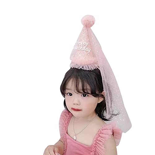 LLINthy Glitzernder Kegelhut für Mädchen, Prinzessin, Cosplay, Haarband, Kopfschmuck, Geburtstagsparty, Kegelhut mit Schleier, Geburtstagsmädchen LLINthy Glitzernder Kegelhut für Mädchen, Prinzessin, Cosplay, Haarband, Kopfschmuck, Geburtstagsparty, Kegelhut mit Schleier, Geburtstagsmädchen von LLINthy