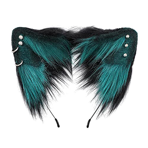 LLINthy Haarreif in Punk-Ohr-Form, mit Ohren, Nieten, für Erwachsene, Cosplay, Live-Übertragung, Ostern, Party, Kopfschmuck von LLINthy