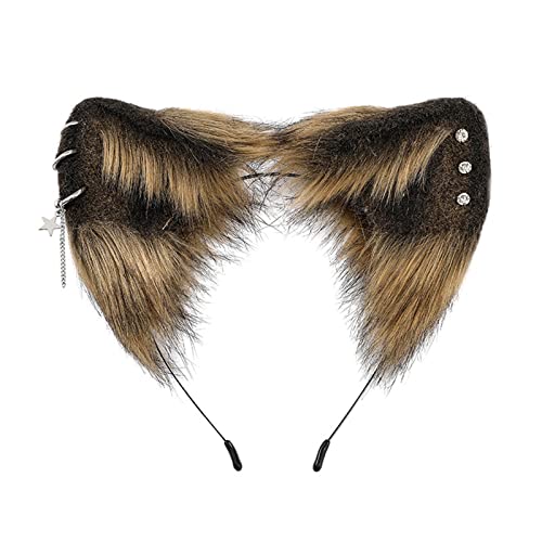 LLINthy Haarreif in Punk-Ohr-Form, mit Ohren, Nieten, für Erwachsene, Cosplay, Live-Übertragung, Ostern, Party, Kopfschmuck von LLINthy