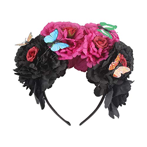 LLINthy Halloween Bunte Pfingstrosenblumenstirnbandfee Für Butterfly Cosplay Party Kopfkopf von LLINthy