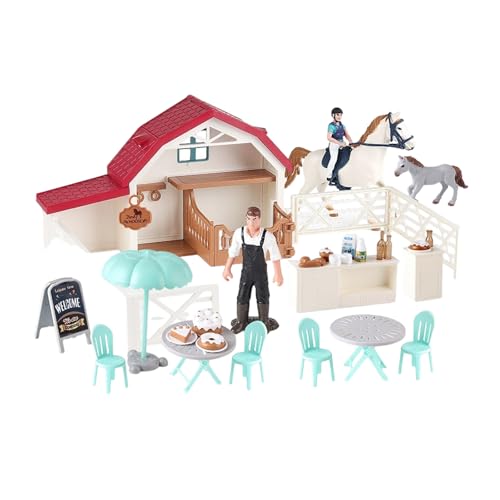 LLINthy Interaktive Pferdepflege Tun Spiel Set Mit Miniaturstabilwerkzeug Realistische Tierfiguren Für Kreatives Lernen Kinder Spielzeug von LLINthy