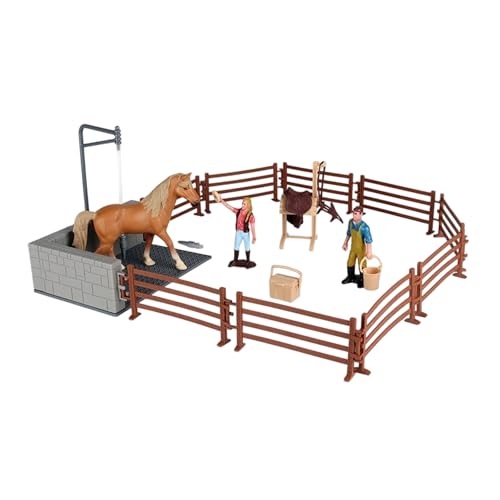 LLINthy Interaktive Pferdepflege Tun Spiel Set Mit Miniaturstabilwerkzeug Realistische Tierfiguren Für Kreatives Lernen Kinder Spielzeug von LLINthy