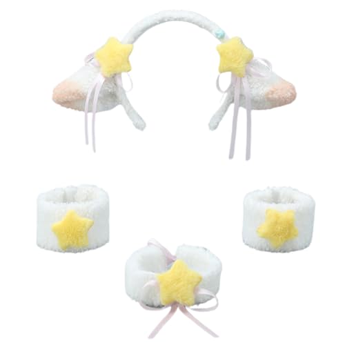 LLINthy Pelzige Schafohrohrstirnband Plüsch Haarband Rollenspiel Anime Kostüme Krawatte Weibliche Teenager Mädchen Cosplay Dress Up Accessoires von LLINthy