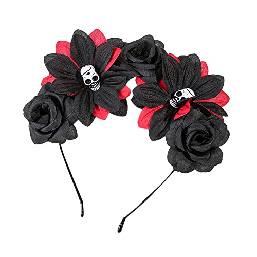 LLINthy Schädel Stirnband Der Toten Stirnband Rose Blumenkronen Halloween Tiaras Kronen Blumenstirnband Kronen LLINthy Schädel Stirnband Der Toten Stirnband Rose Blumenkronen Halloween Tiaras Kronen Blumenstirnband Kronen von LLINthy